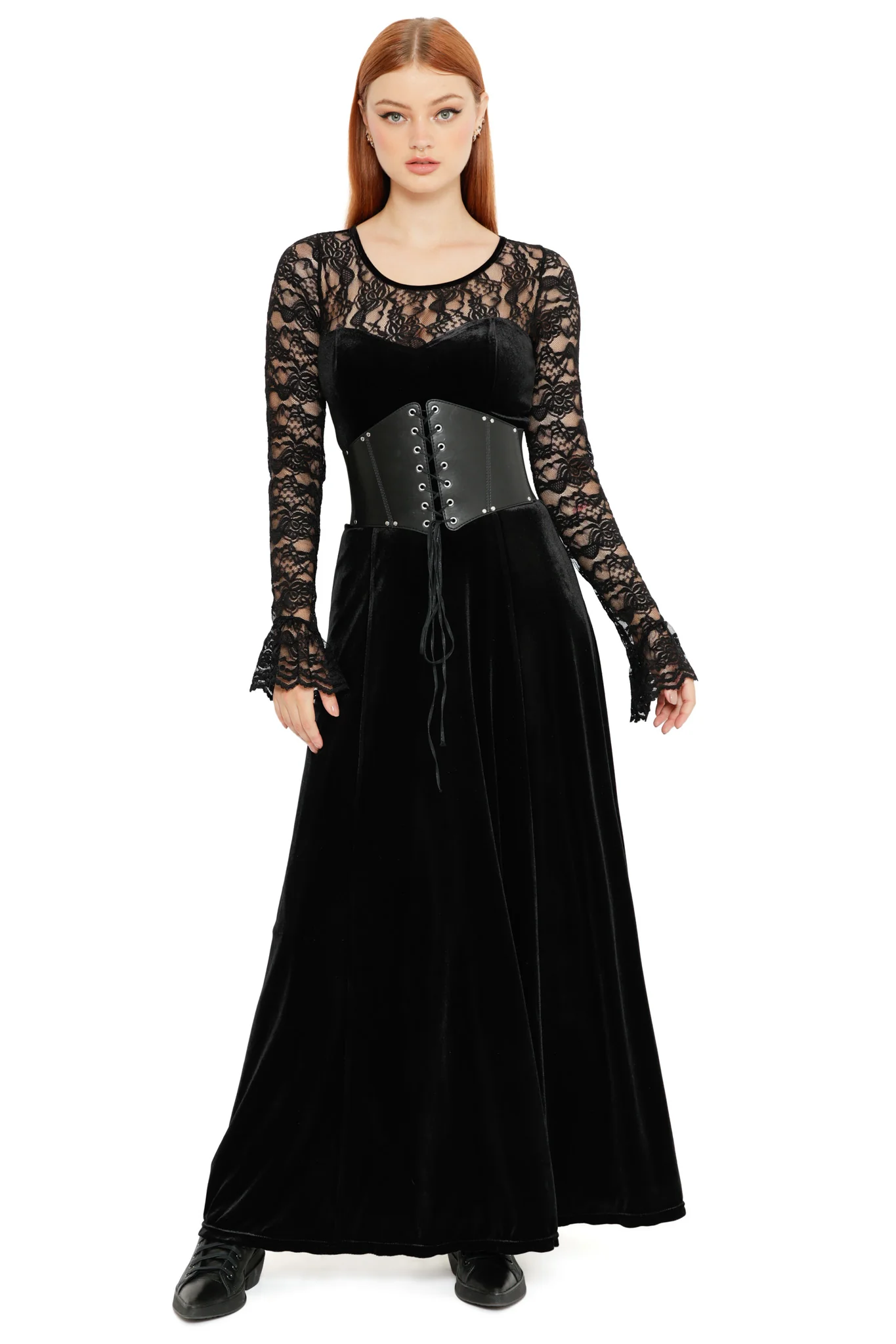 Abyss Lace Long Sleeve Velvet Maxi Dress - Image 2
