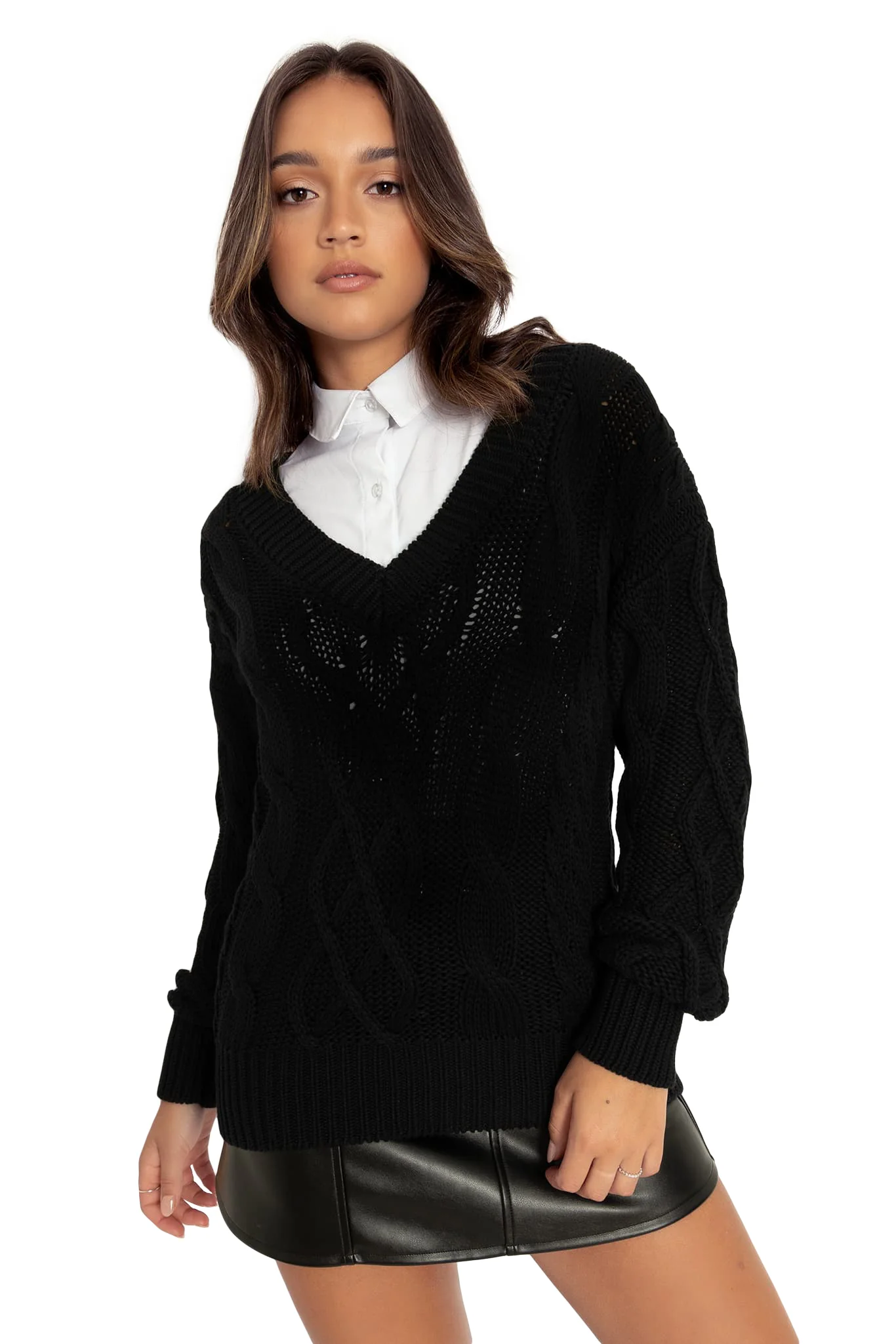 Black Cable Knit Sweater - Image 7