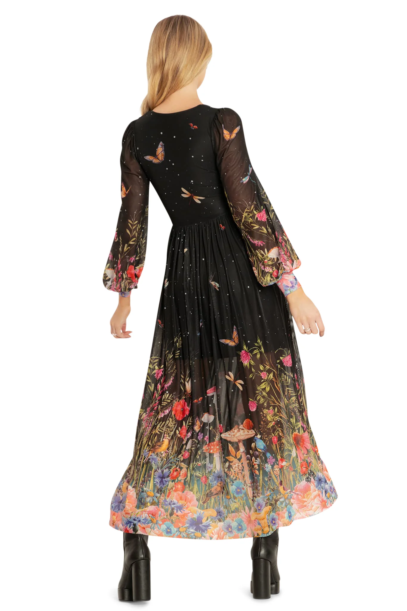 Fairytale Floral Sheer Bishop Maxi Dress - Image 4