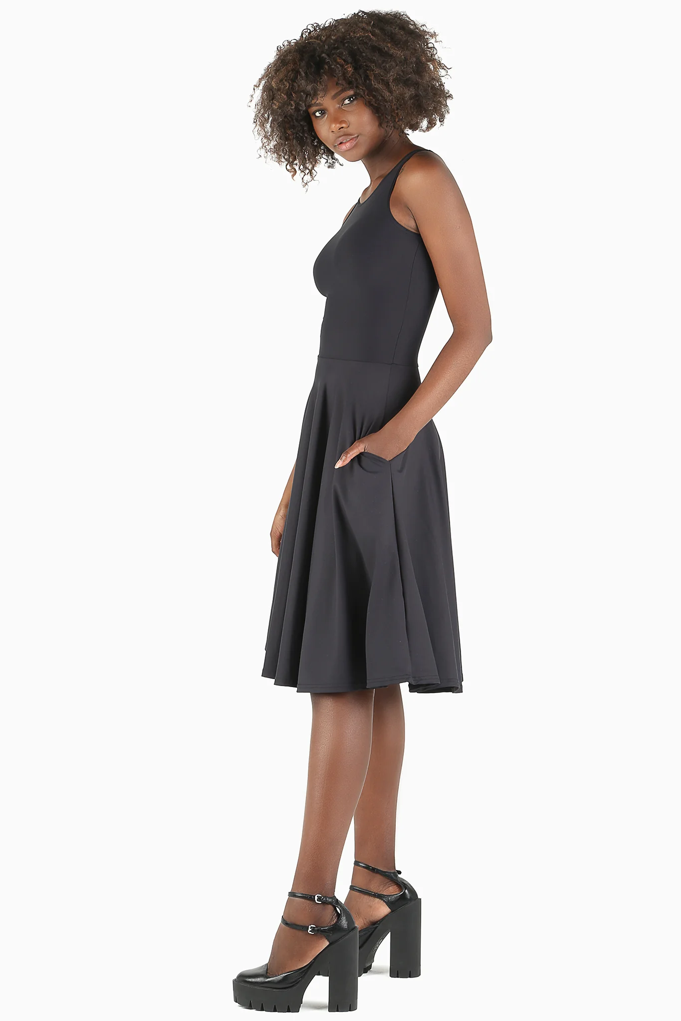 Matte Black Princess Midi Dress - Image 4