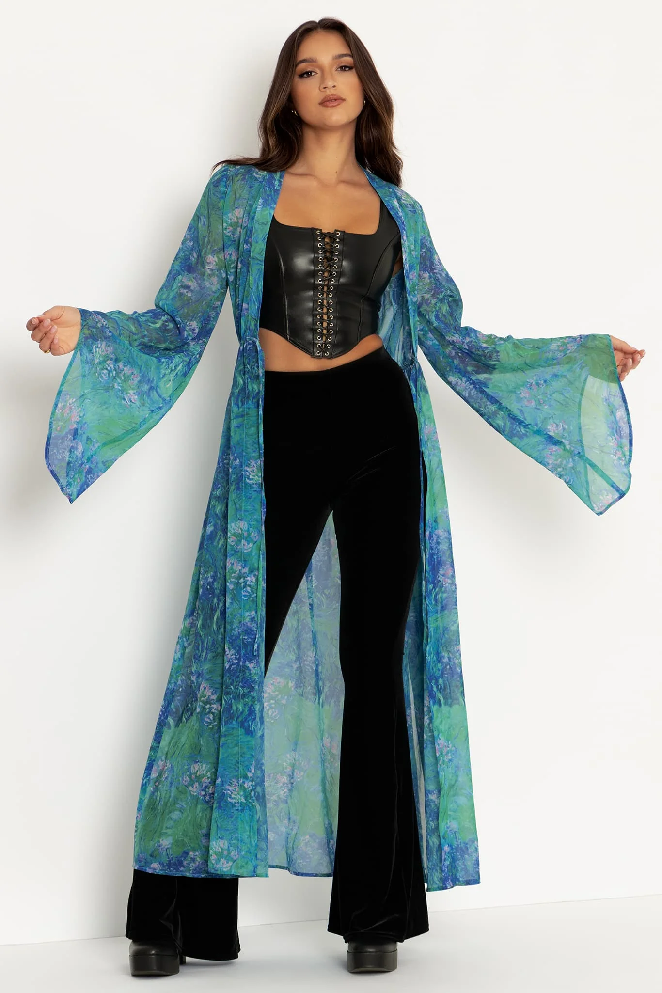 Monet Agapanthus Sheer Maxi Robe - Image 4