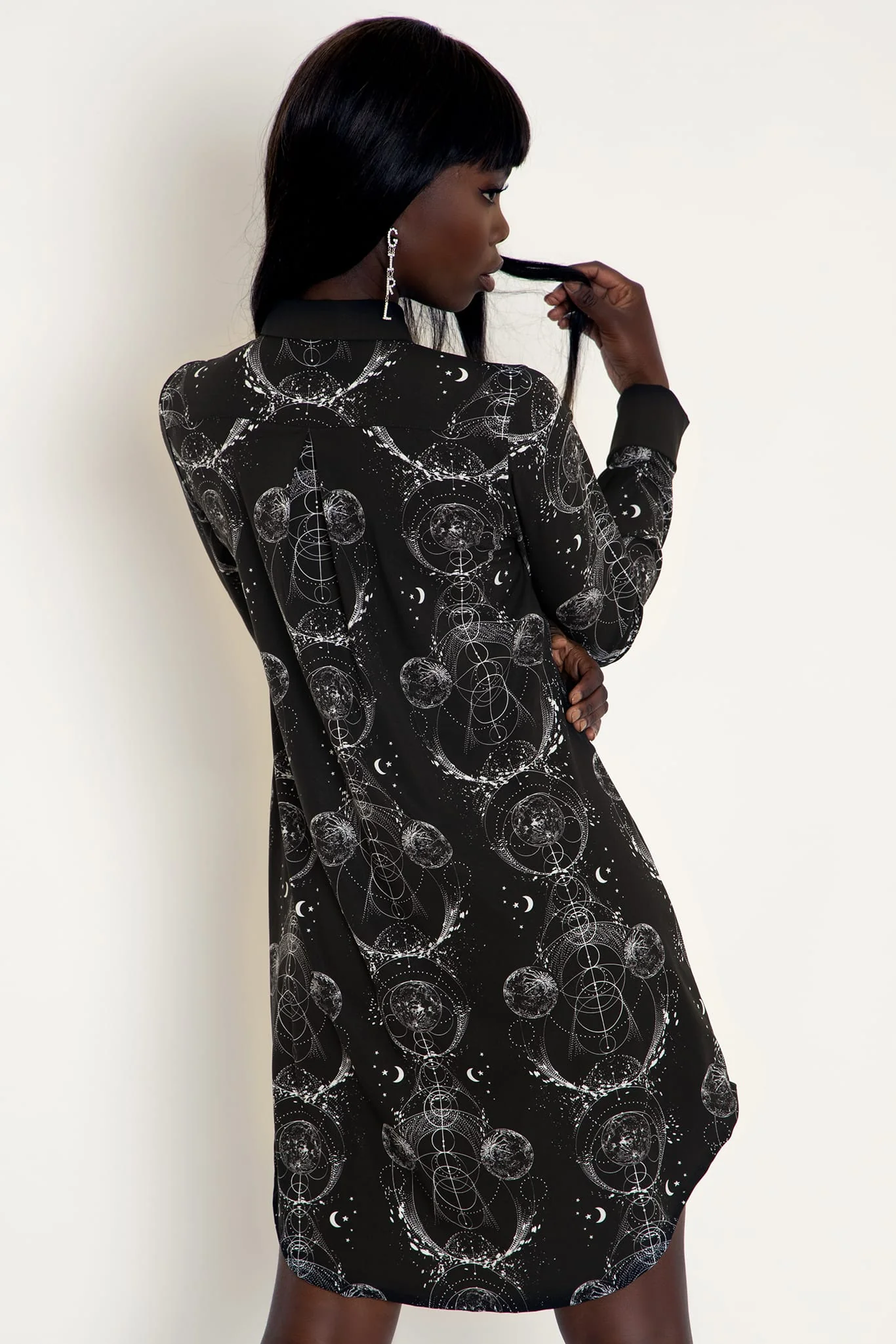 Sacred Orbit Long Sleeve Business Time Shirt Dress - Image 4
