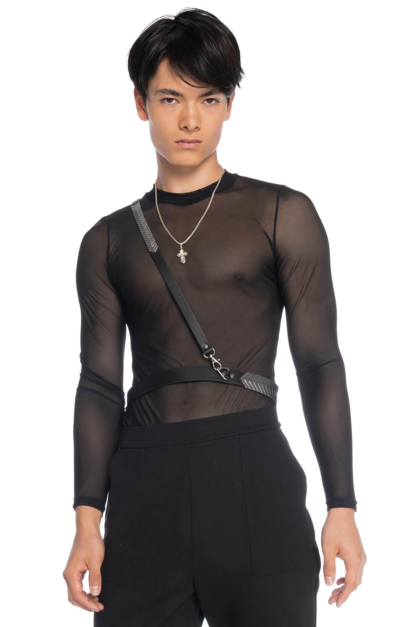 Sheer High Neck Long Sleeve Top - Image 4