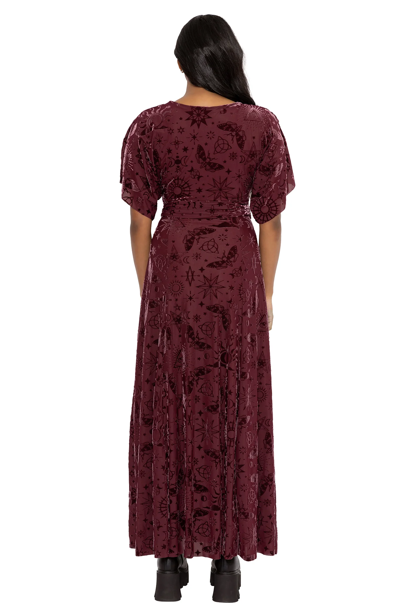 Spell Berry Burned Velvet Kimono Maxi Dress - Image 3