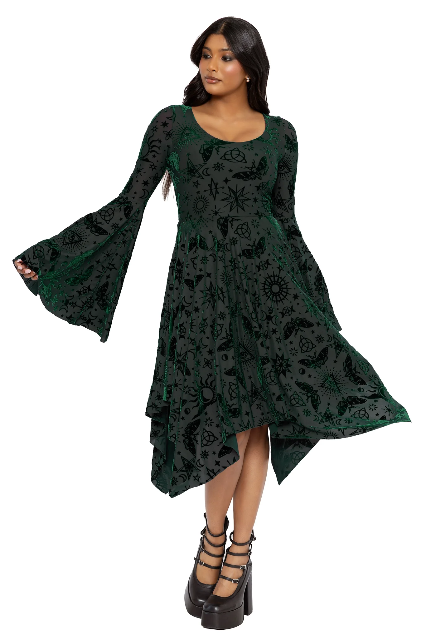 Spell Pine Burned Velvet Spectre Handkerchief Dress - Image 3