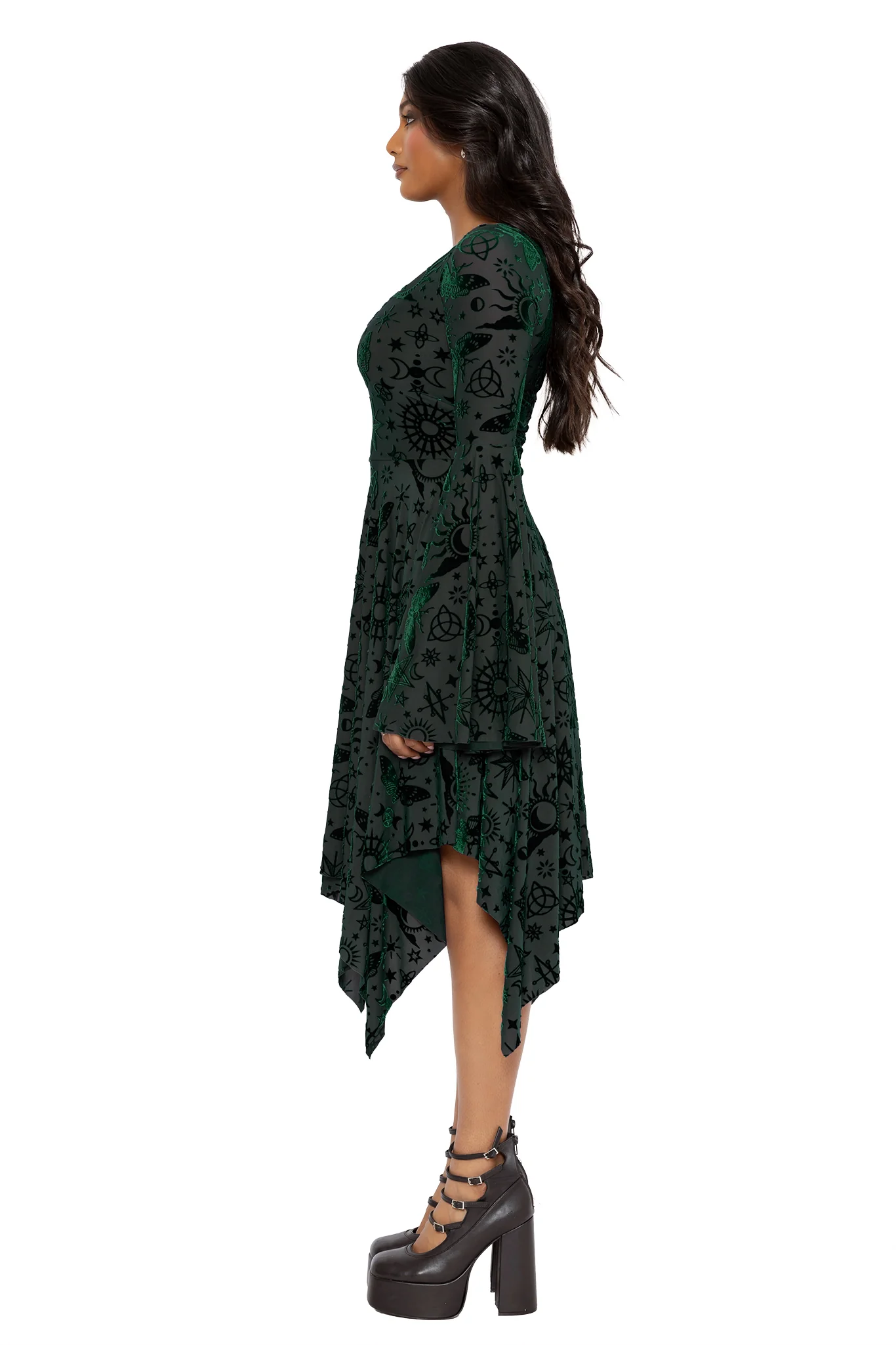 Spell Pine Burned Velvet Spectre Handkerchief Dress - Image 4