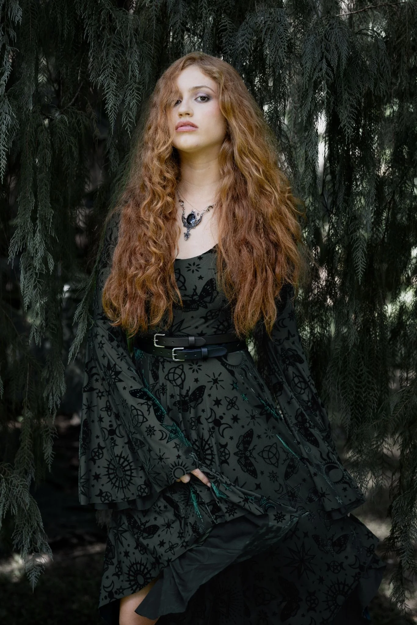 Spell Pine Burned Velvet Spectre Handkerchief Dress - Image 7