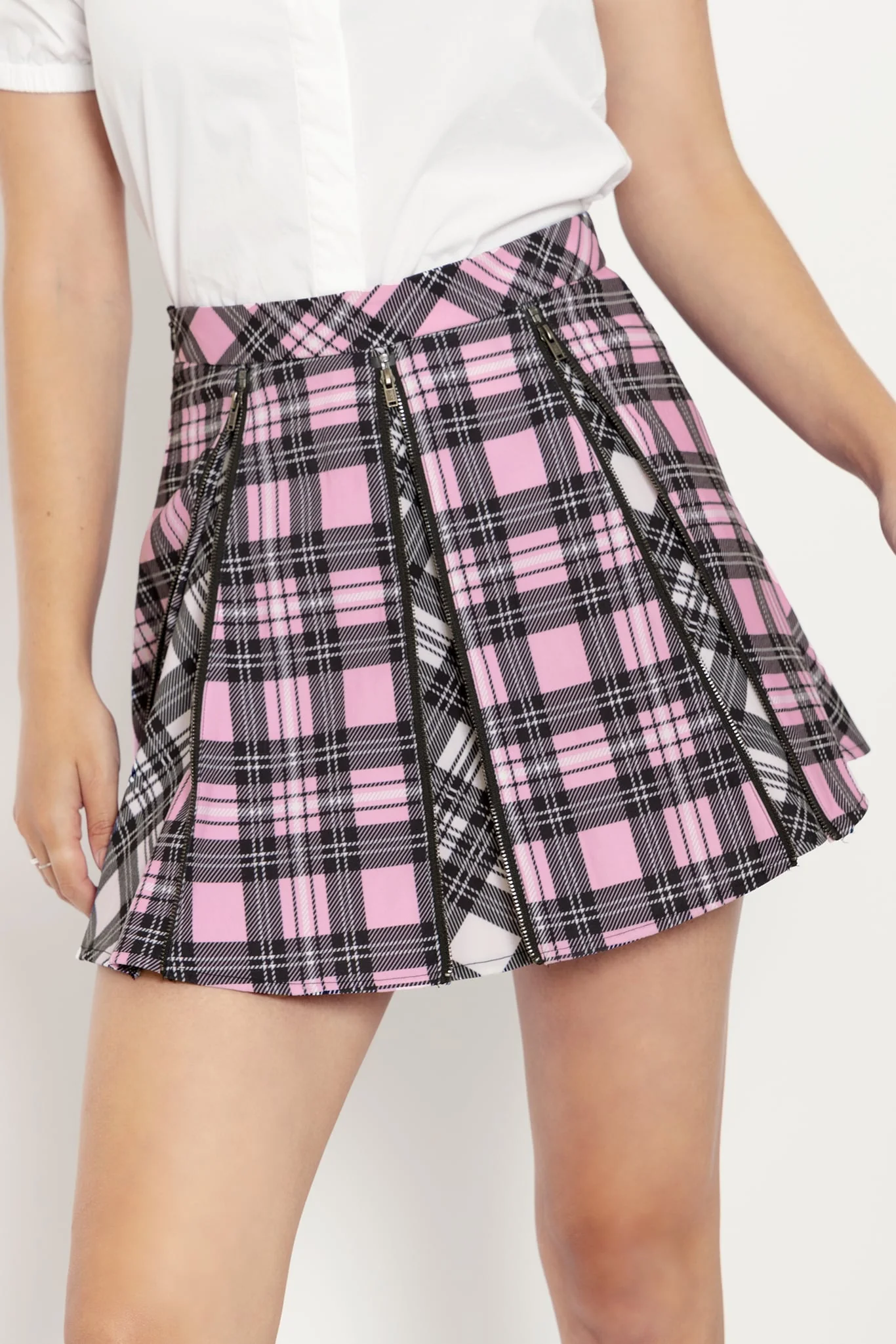 Tartan Blush Vs Tartan Magpie Mini Zip Skirt - Image 5