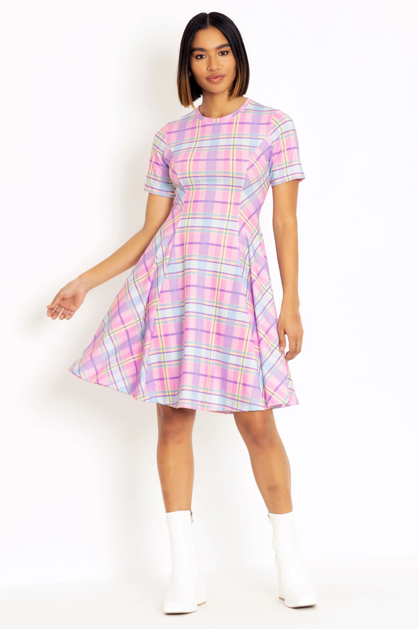 Tartan Candy Longline Evil Tee Dress - Image 4