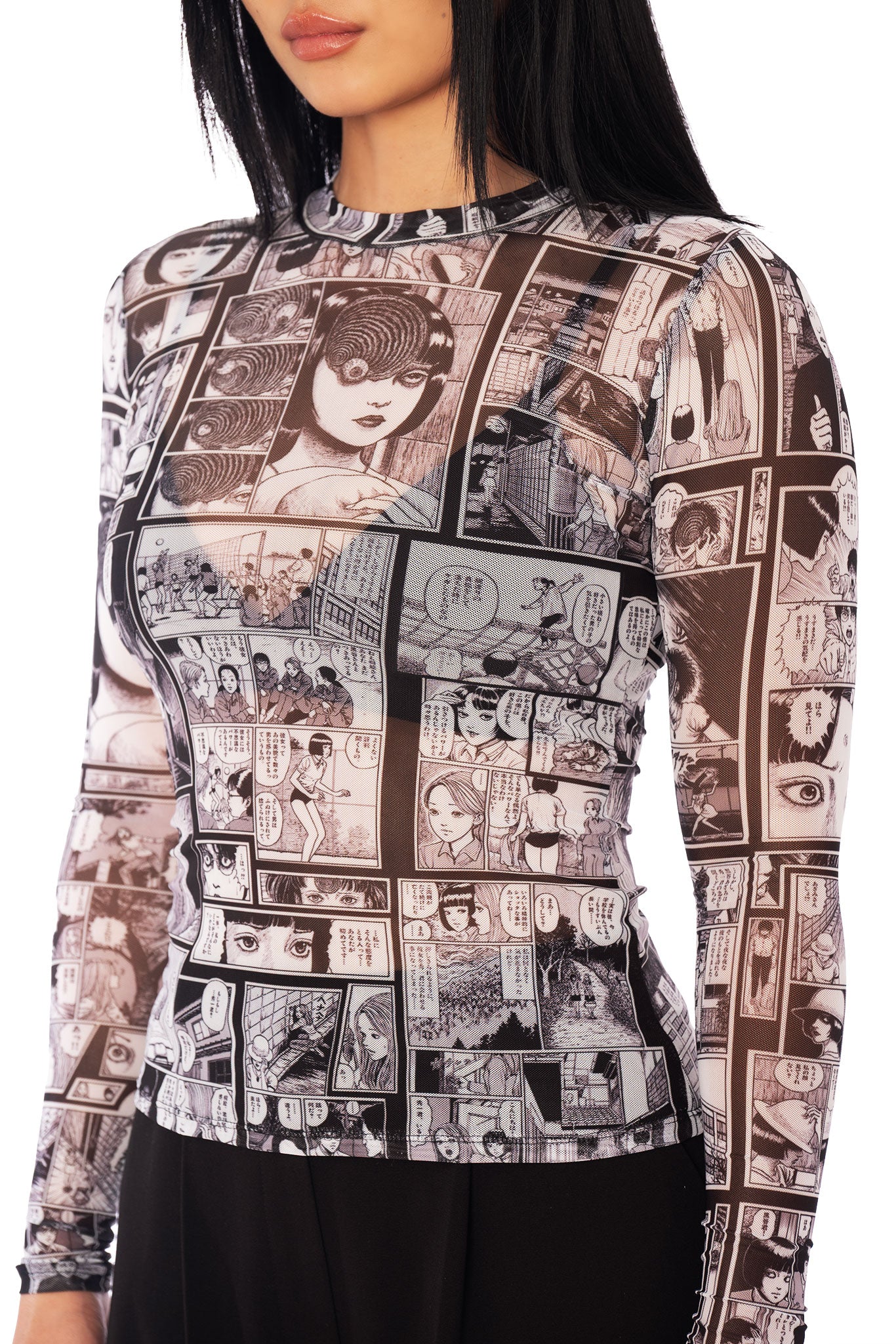 The Scar Sheer High Neck Long Sleeve Top - Image 5
