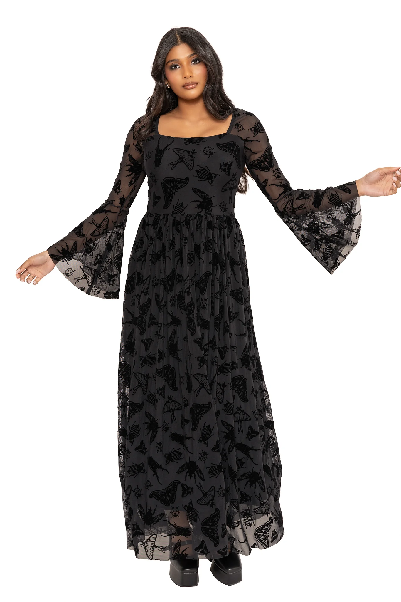 The Swarm Squared Up Flare Sleeve Maxi Dress - Image 3
